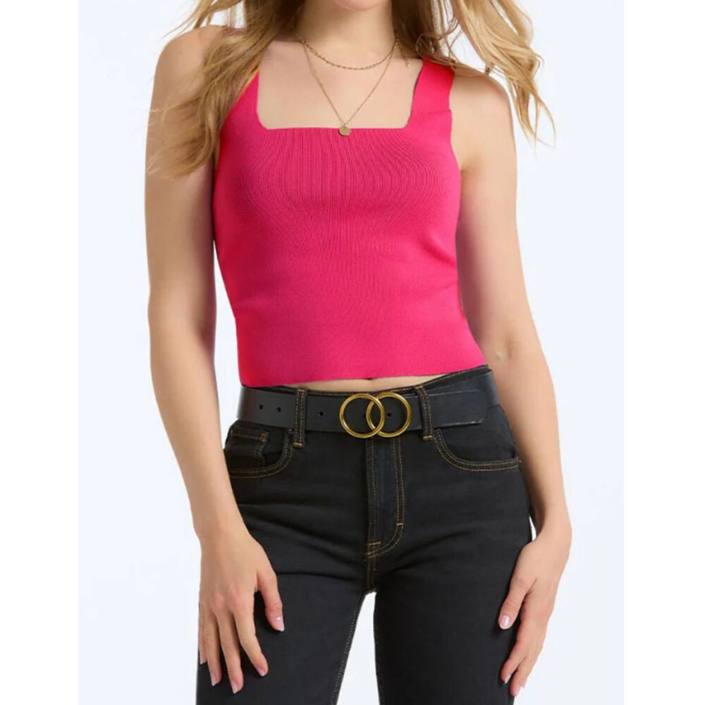 525 America Eva Square Neck Tank Top Women’s XL Poppy Figure-Hugging Knit